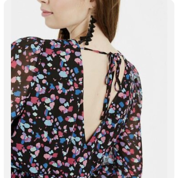 Leyden Printed Long Sleeve Smocked Ruffle Mini Dress - Picture 3 of 8